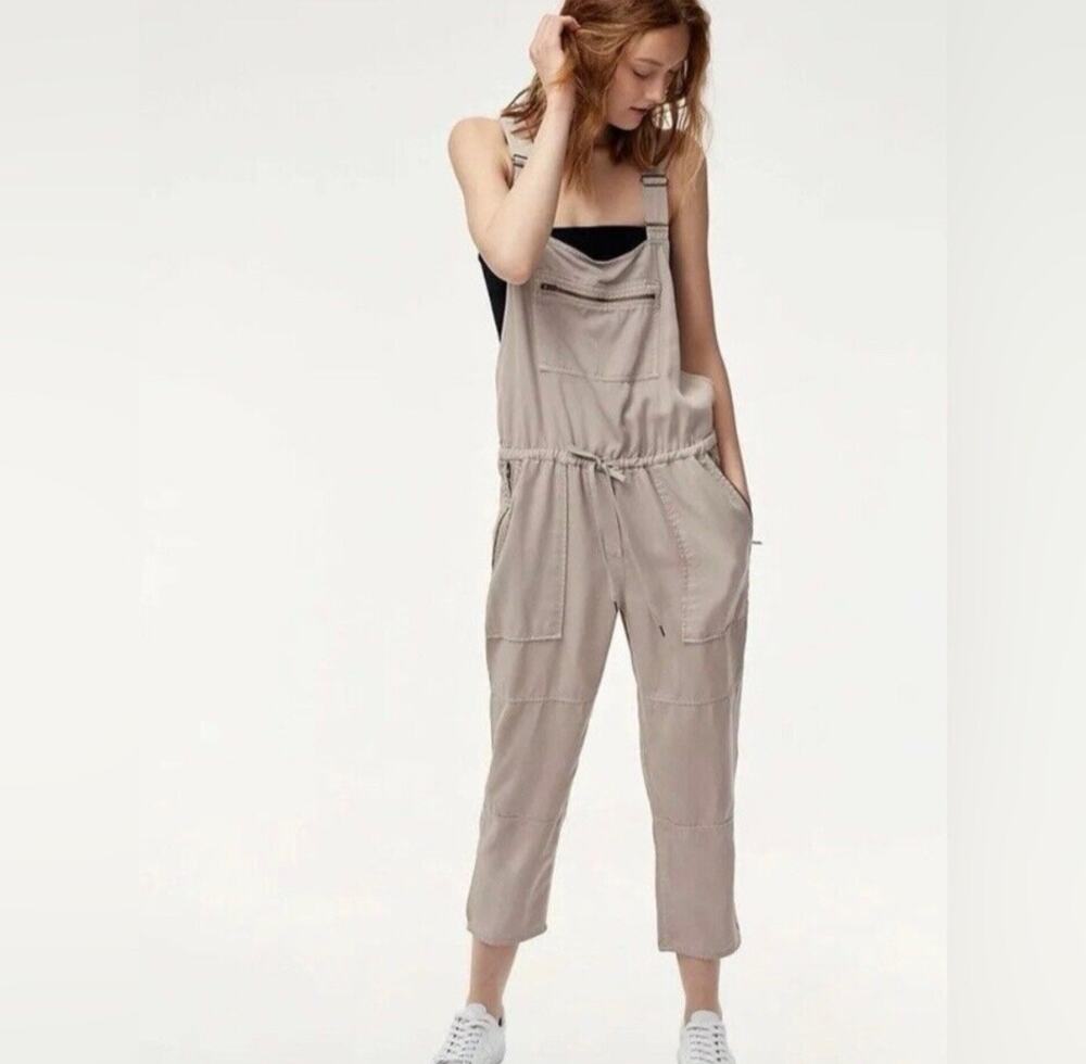 Wilfred Free Aritzia Valletta Lyocell Utility Overalls Taupe Cropped Size M